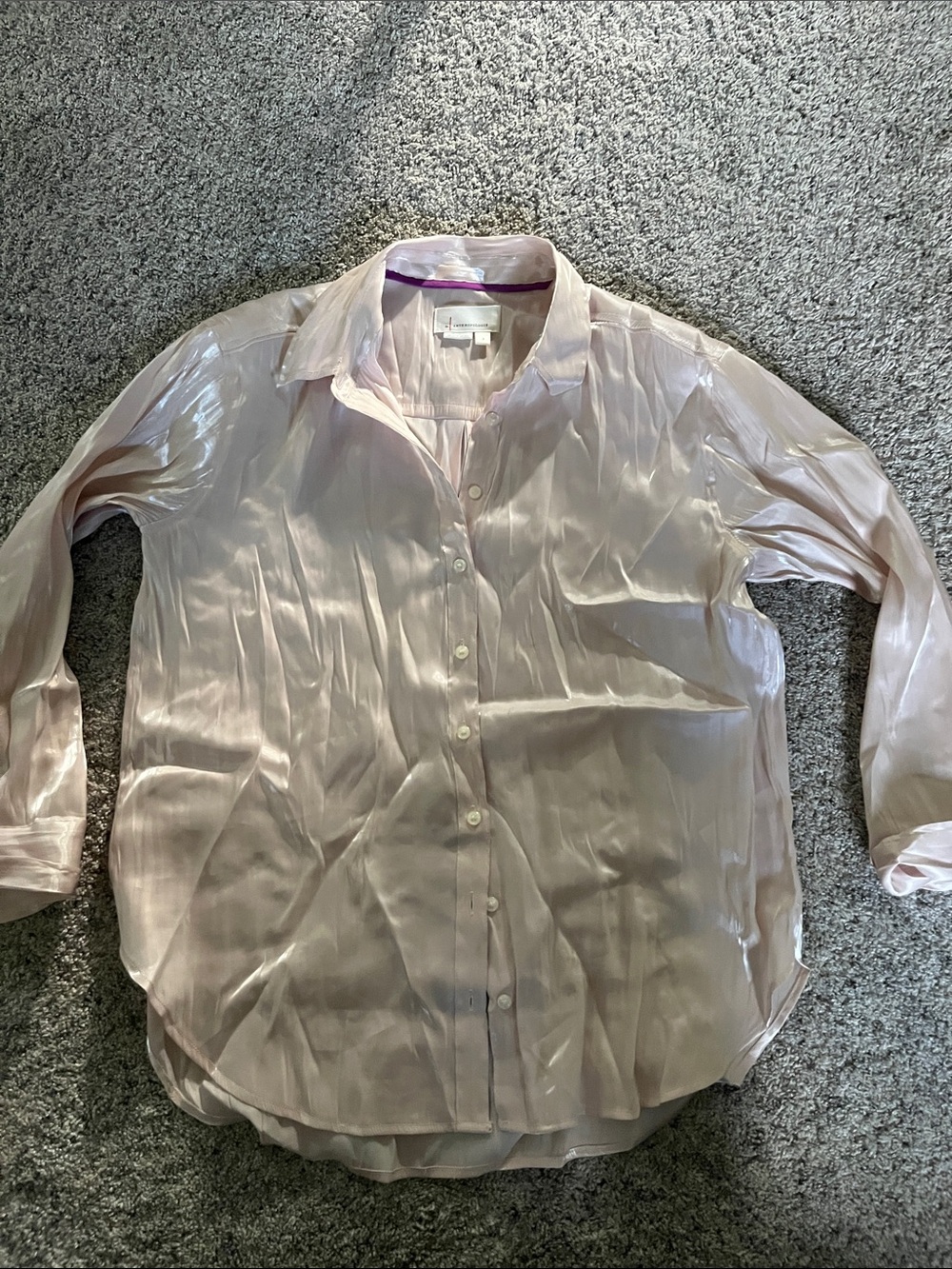 Anthropologie champagne Satin Button-Up Blouse
